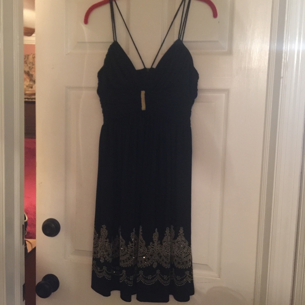 Cache Black dress with mini bead and sequin